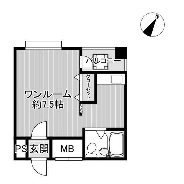 ザ・シティ御影(1K/3階)の間取り写真