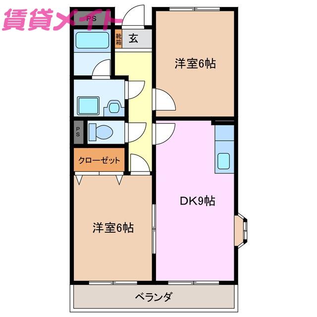 グランメール27(2DK/2階)の間取り写真