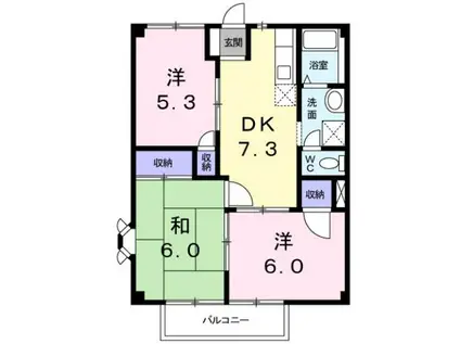 ハイツ林Ⅱ(3DK/1階)の間取り写真