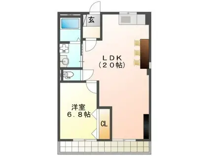 グリーンハイムハダノ(1LDK/1階)の間取り写真