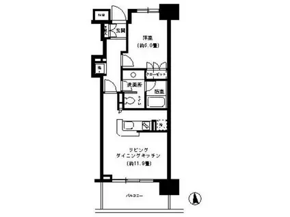 KDXレジデンス芝公園(1LDK/5階)の間取り写真