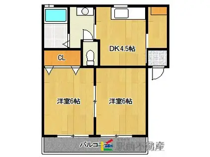 コーポエディ(2K/1階)の間取り写真