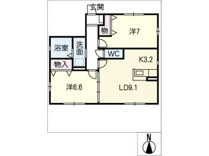 ラフィネ(2LDK/1階)の間取り写真