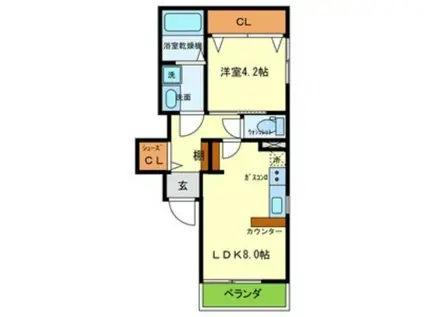 ル・デセール堺(1LDK/2階)の間取り写真