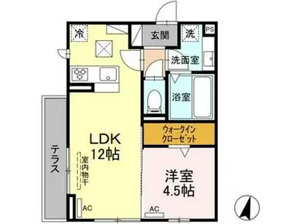 メゾン・ド・エール(1LDK/1階)の間取り写真