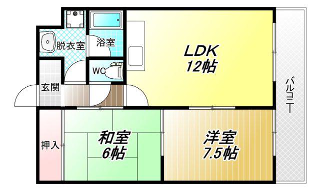 エムテック八尾(2LDK/2階)の間取り写真