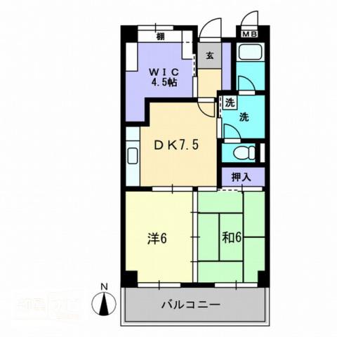 ノースポイントハイツ(3DK/4階)の間取り写真