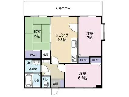 パールハイツMIYAZAKI(3LDK/4階)の間取り写真