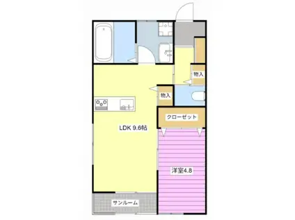 エルガーデン幸(1LDK/2階)の間取り写真