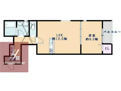 ハウスモメゾン大浜 B(1LDK/2階)の間取り写真