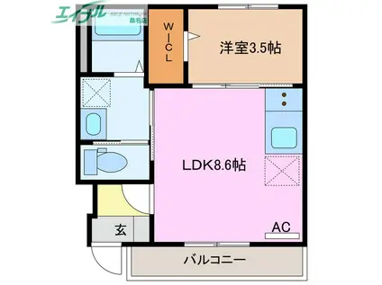 近鉄名古屋線 近鉄長島駅 徒歩10分 2階建 築4年(1LDK/1階)の間取り写真