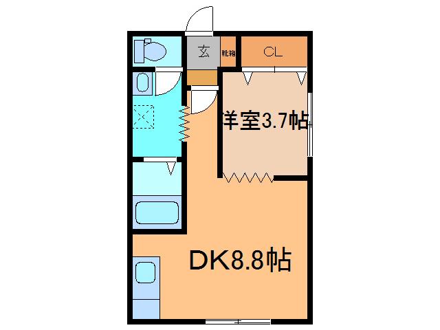 パリエ203(1DK/2階)の間取り写真