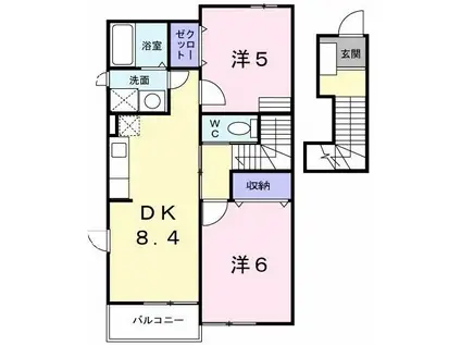 スペランツァ・ソーレIII(2DK/2階)の間取り写真
