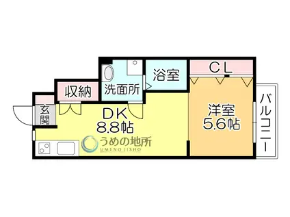 DAITO STYLE TINA(1DK/1階)の間取り写真