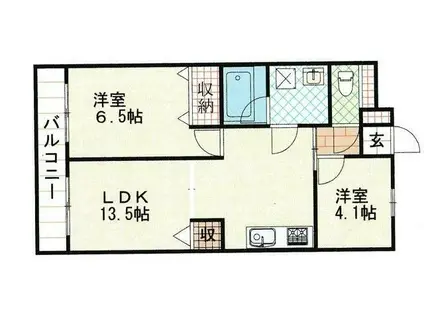 ウエストパレス蕨I(2LDK/1階)の間取り写真