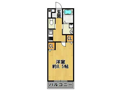 ハートフル岡場ノース(1K/2階)の間取り写真