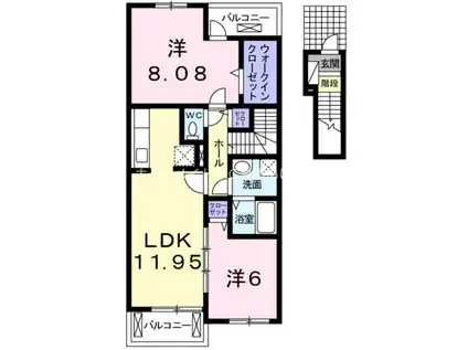 フォレスト・ヒル(2LDK/2階)の間取り写真