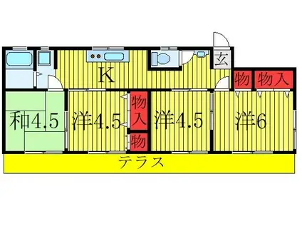塚越ハイツ(4K/1階)の間取り写真