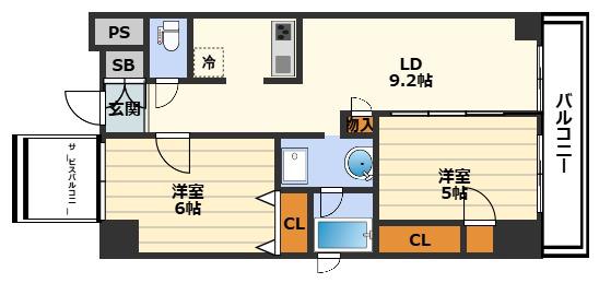 コンフォート大阪天満宮(2LDK/2階)の間取り写真