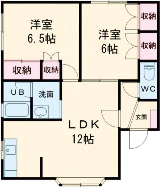 ボヌールB(2LDK/2階)の間取り写真