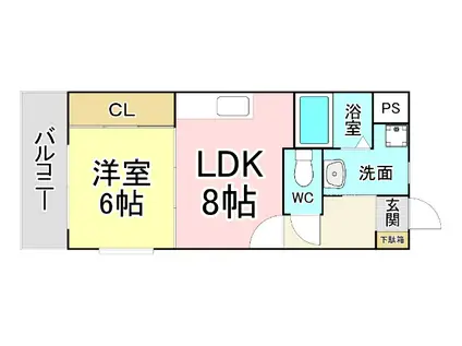 ウイングスミュゼ(1LDK/4階)の間取り写真