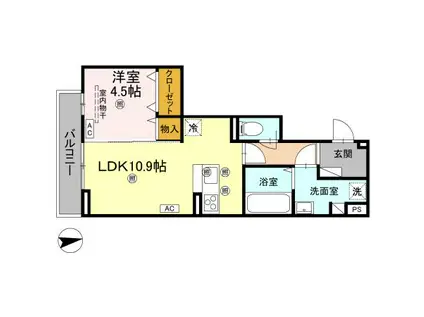 セレノアールB(1LDK/2階)の間取り写真