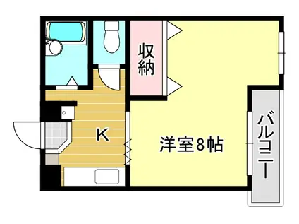 笹の葉ビル(1K/3階)の間取り写真