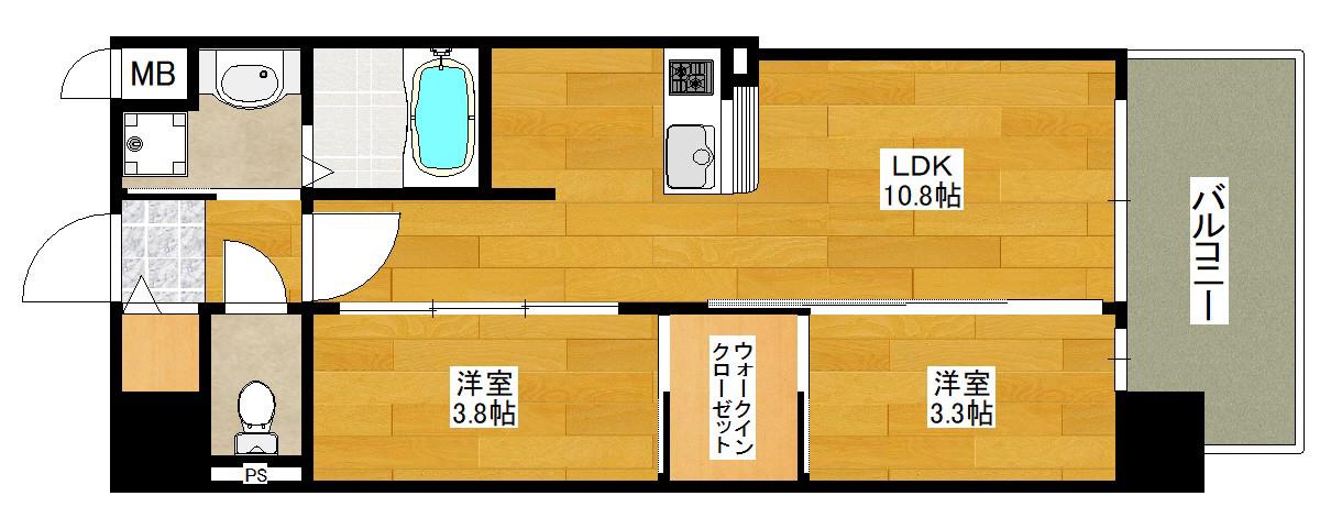 コンフォリア・リヴ東三国駅前ソルテラス(2LDK/7階)の間取り写真