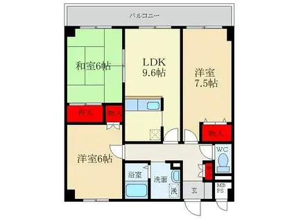 ジャクリン渚(3LDK/3階)の間取り写真
