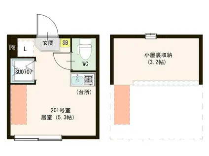 ハーモニーテラス柳原VII(ワンルーム/1階)の間取り写真
