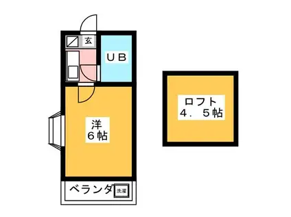 ジュネパレス津田沼第3(1K/2階)の間取り写真