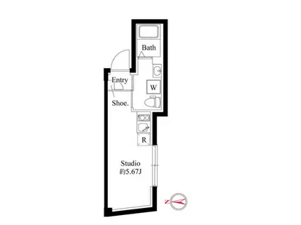 ファーヴァル代々木上原(ワンルーム/3階)の間取り写真