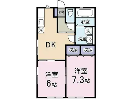 メゾン富士見(2DK/2階)の間取り写真