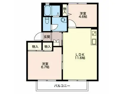 アイリスときわ(2LDK/2階)の間取り写真