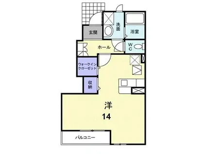 ルピナス(1K/1階)の間取り写真