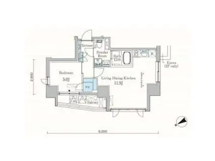 カーサスプレンディッド恵比寿1丁目アネックス(1LDK/4階)の間取り写真