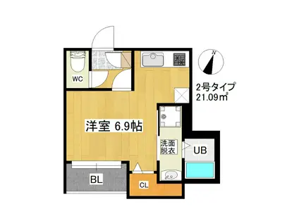 R-SMART パルティーレ大橋(ワンルーム/2階)の間取り写真