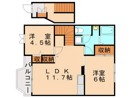 エクセル蓮(2LDK/2階)の間取り写真