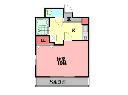 セブンスヒルII(1K/3階)の間取り写真