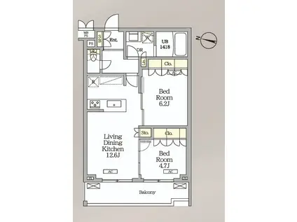 ミレーネ滝野川(2LDK/4階)の間取り写真