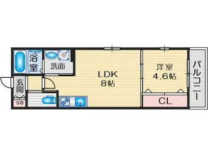 LA VIE BELLE 宝山町II(1LDK/2階)の間取り写真
