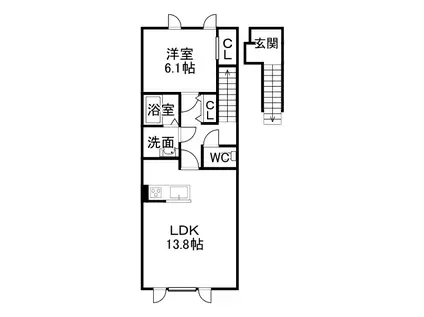 BELL WOOD II (1LDK/2階)の間取り写真