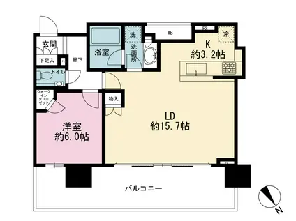 シティタワー目黒(1LDK/19階)の間取り写真