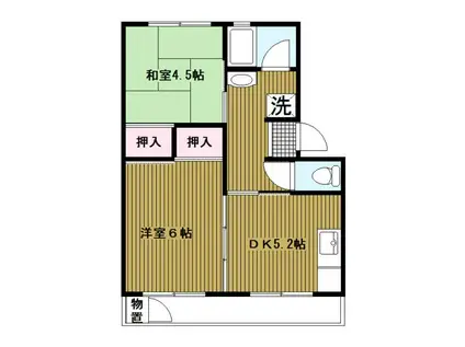 ＪＲ東海道本線 大船駅 バス乗車時間：19分 最寄りバス停で下車 徒歩3分 5階建 築53年(2DK/5階)の間取り写真
