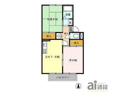 Mプレジール(2DK/1階)の間取り写真