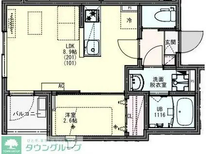 KEIAI RESIDENCE 馬橋(1LDK/2階)の間取り写真
