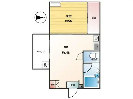 栄光マンション(1DK/3階)の間取り写真