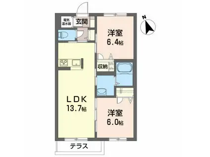 MAISON・MAST嶋B(2LDK/1階)の間取り写真