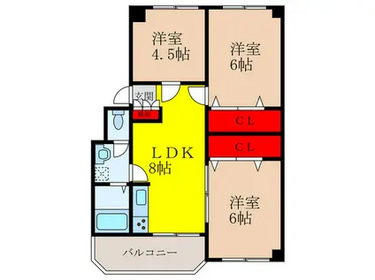 シャンポール八王寺(3LDK/2階)の間取り写真