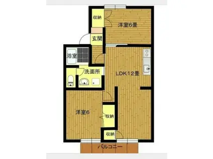 ヴァンベール鳴海A棟(2LDK/1階)の間取り写真